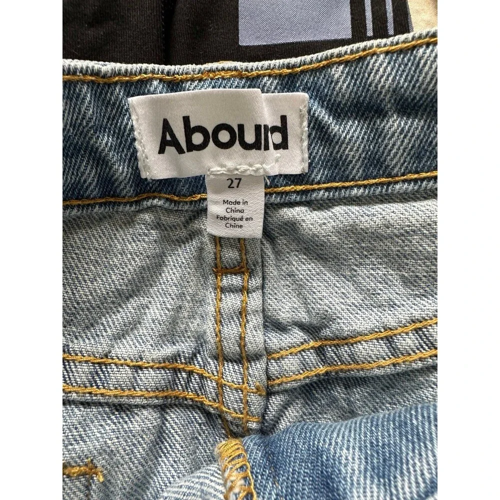 NWT Abound 100% Cotton Factory Faded Distressed Denim Jeans Mini Skirt 27